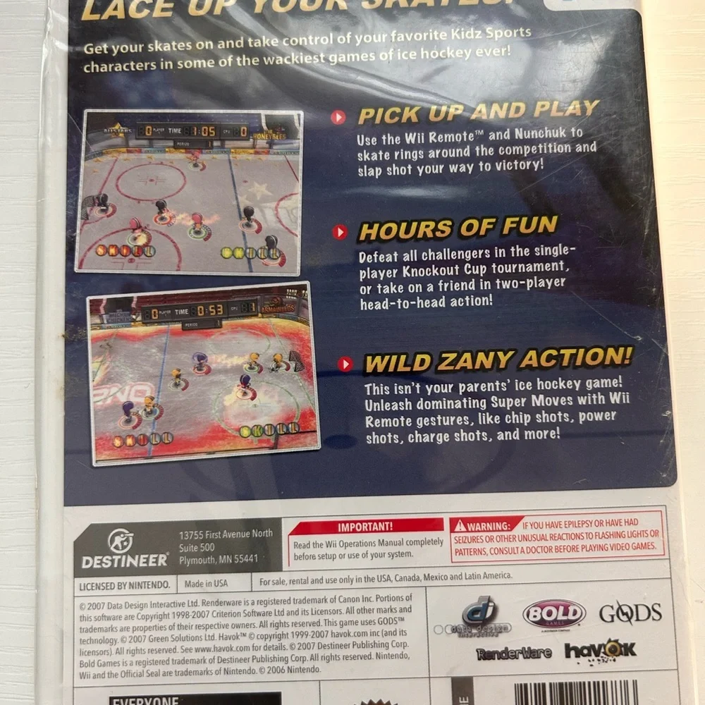 Kidz Sports :‎ Ice Hockey Nintendo Wii CIB - Olympics USA NWT New Factory sealed